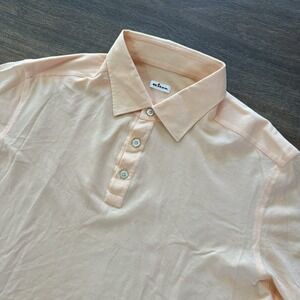 Kiton Napoli Men's Light orange Peach Polo Shirt Sz‎ 46 Cotton Designer Luxury